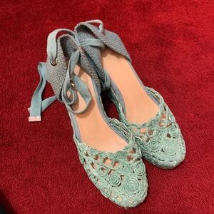New  Alma Blue Wedge Espadrilles Sz. 39